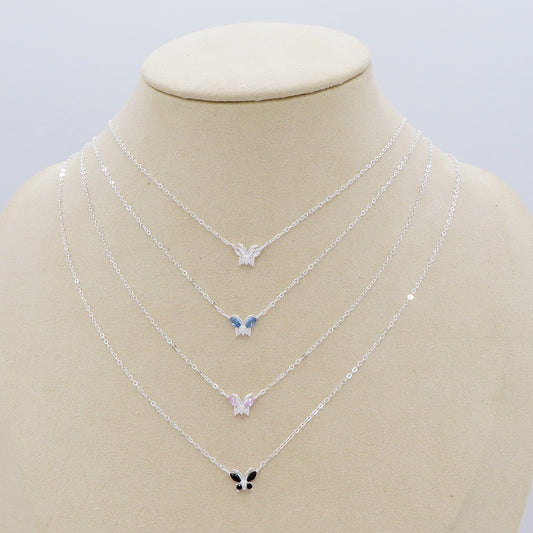 ATHALIA mini butterfly ~ ARGENTO 925 ~ Collana con farfalla in cubic zirconia