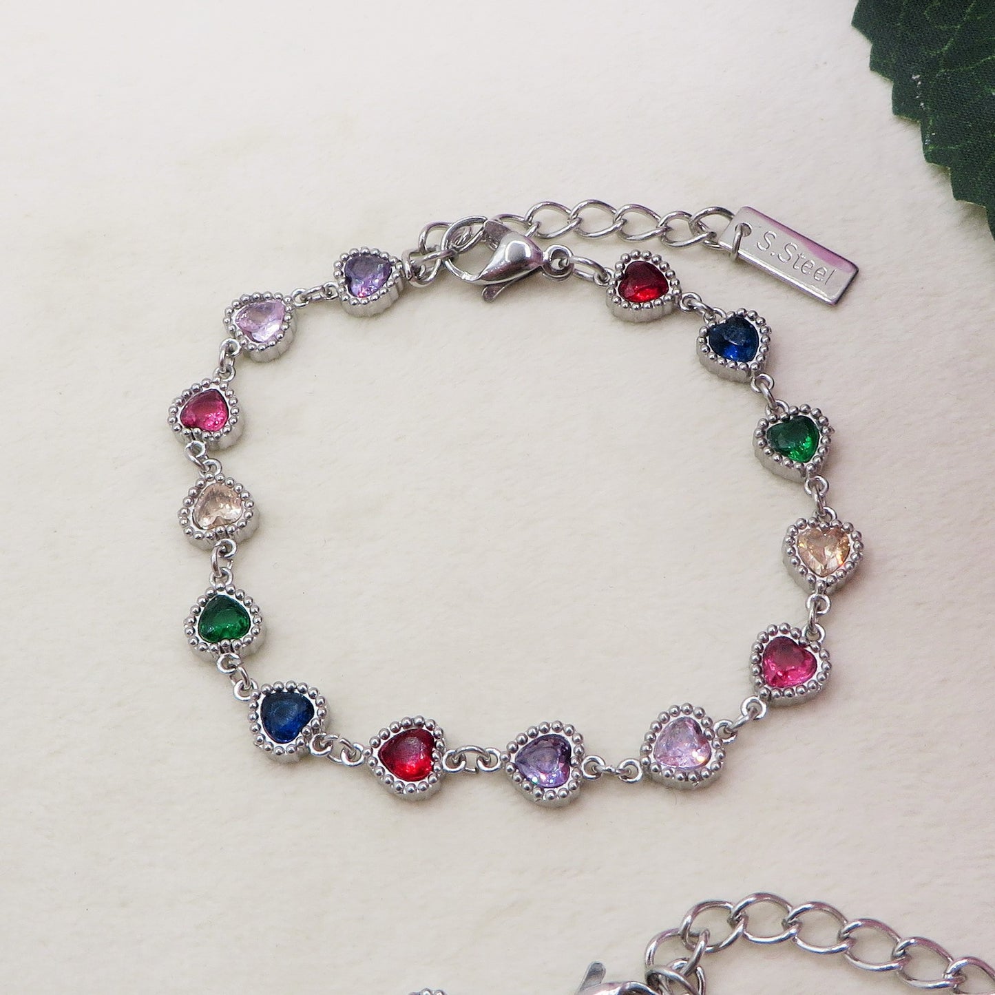 AYLA ~ ACCIAIO INOSSIDABILE - bracciale Tennis con Cubic Zirconia a forma di cuore