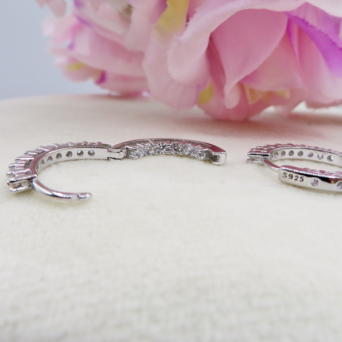 ETTA ~ paio Orecchini ARGENTO 925 mini cerchio zirconato 18 mm