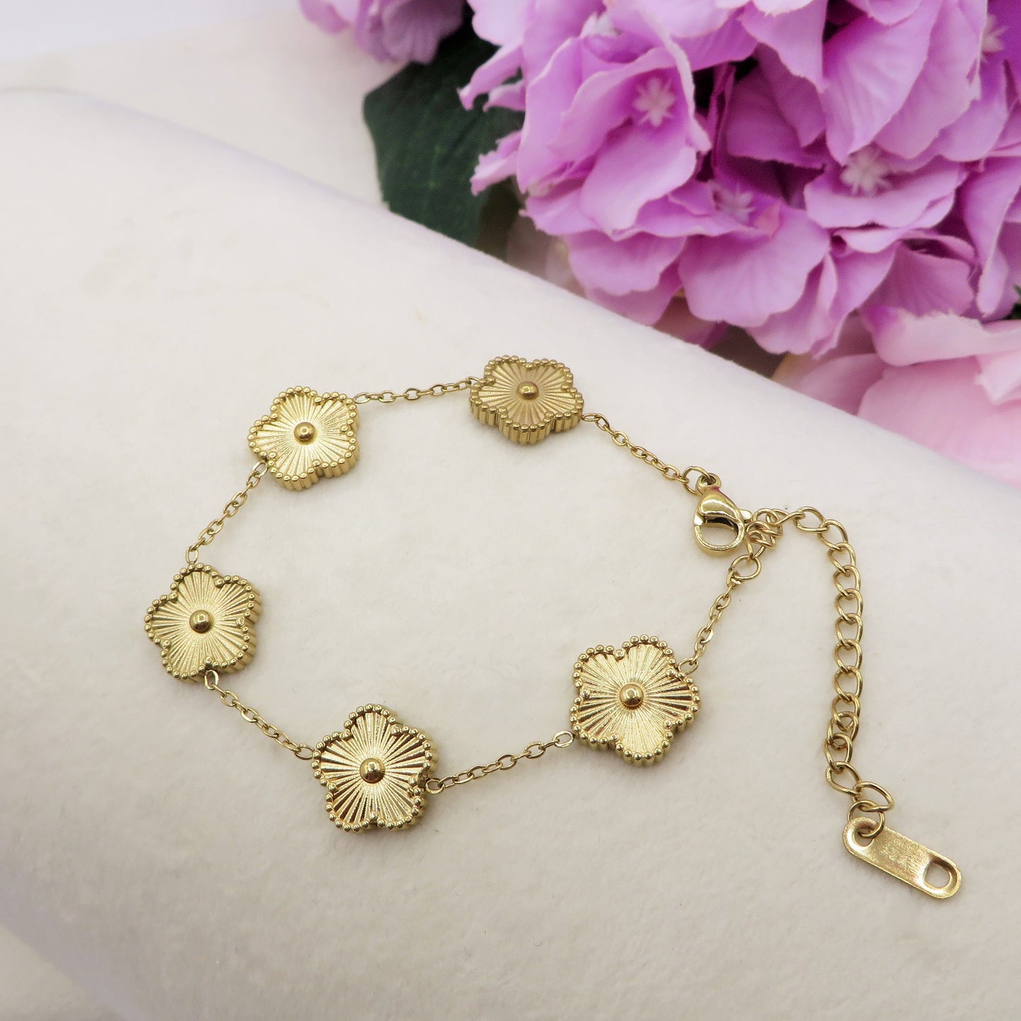 LILY FIORI in ACCIAIO INOSSIDABILE ~ Bracciale fiori lavorati