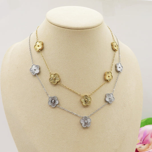 LILY 5 fiori IN ACCIAIO INOSSIDABILE ~ Collana fiori in ACCIAO LAVORATI