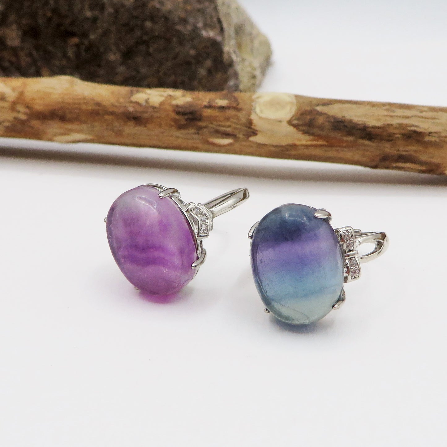 AMALA' XL ~ Anello regolabile in FLUORITE naturale
