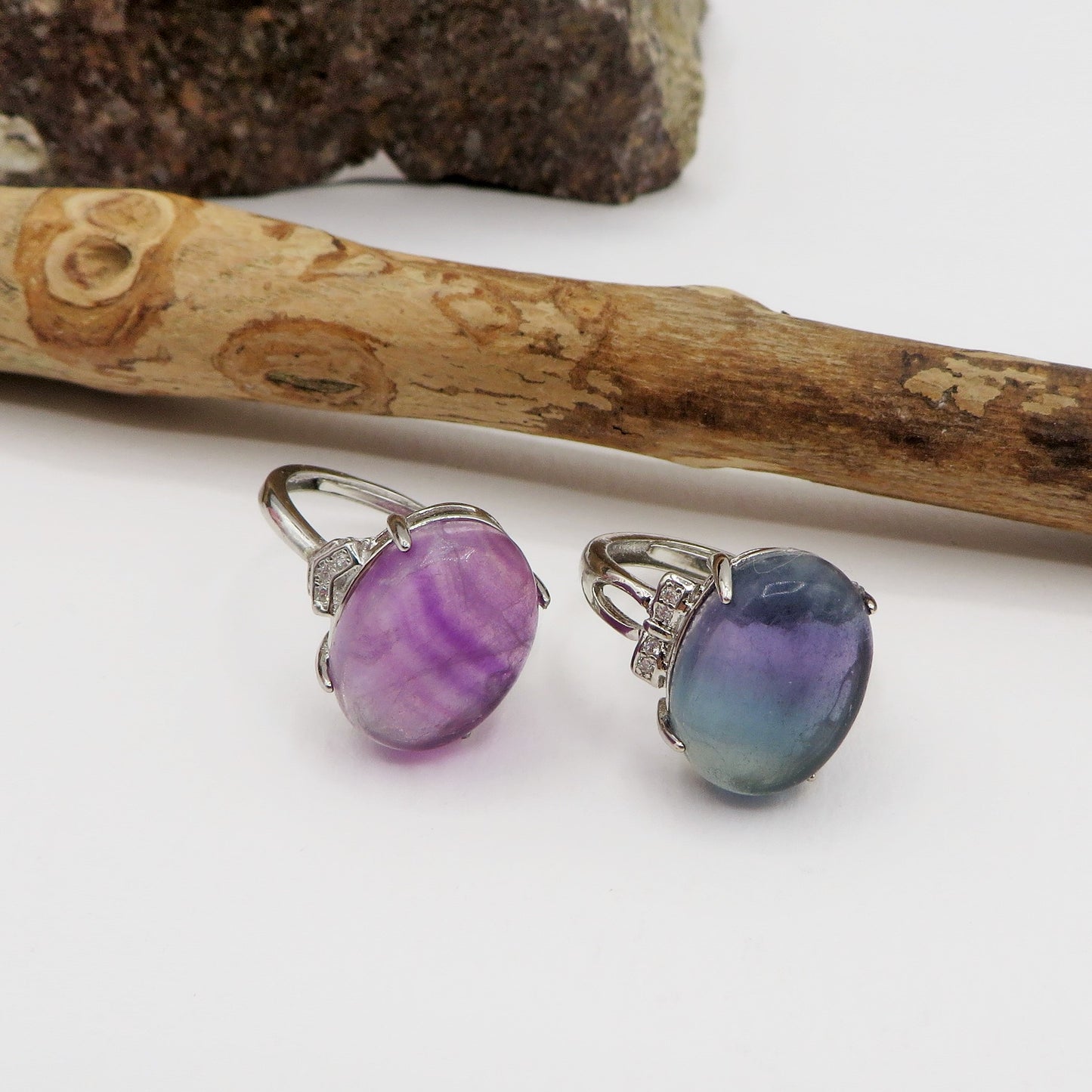 AMALA' XL ~ Anello regolabile in FLUORITE naturale