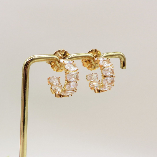 JULIANNE MINI hoops - acciaio inossidabile 316l - Orecchini mini cerchio in cubic zirconia taglio baguette