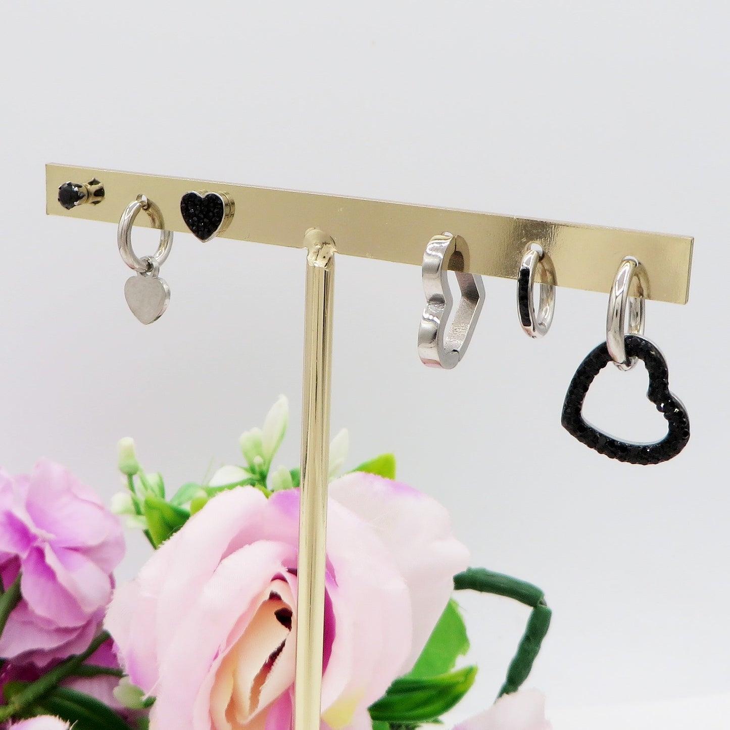 ADELE Set 6 orecchini - ACCIAIO INOSSIDABILE - 6 Orecchini pendenti con cubic zirconia