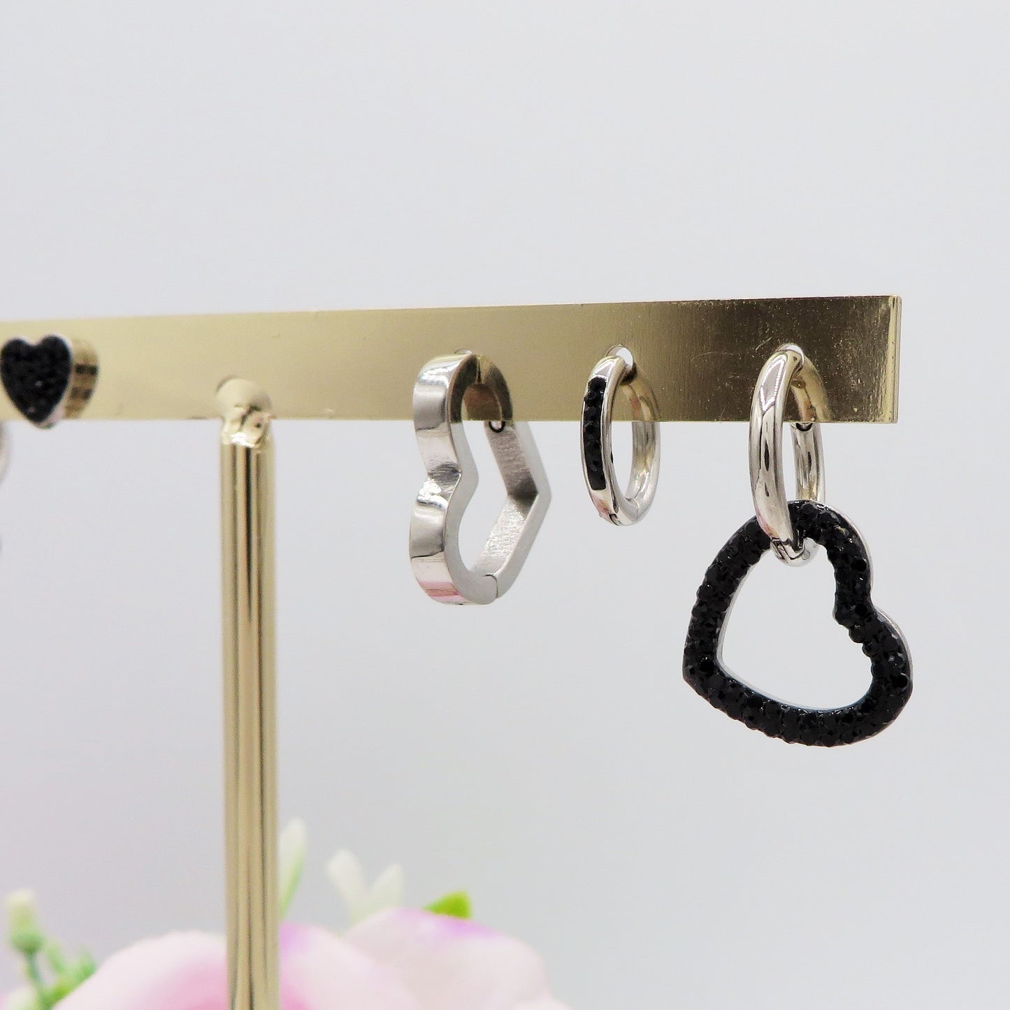ADELE Set 6 orecchini - ACCIAIO INOSSIDABILE - 6 Orecchini pendenti con cubic zirconia