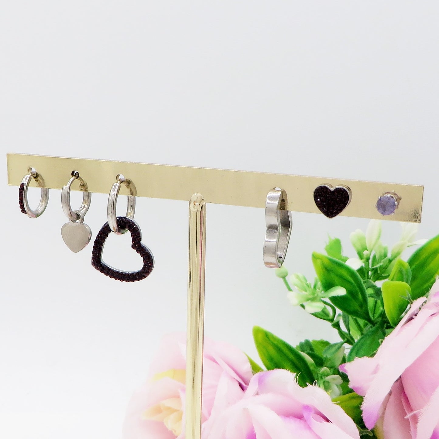 ADELE Set 6 orecchini - ACCIAIO INOSSIDABILE - 6 Orecchini pendenti con cubic zirconia