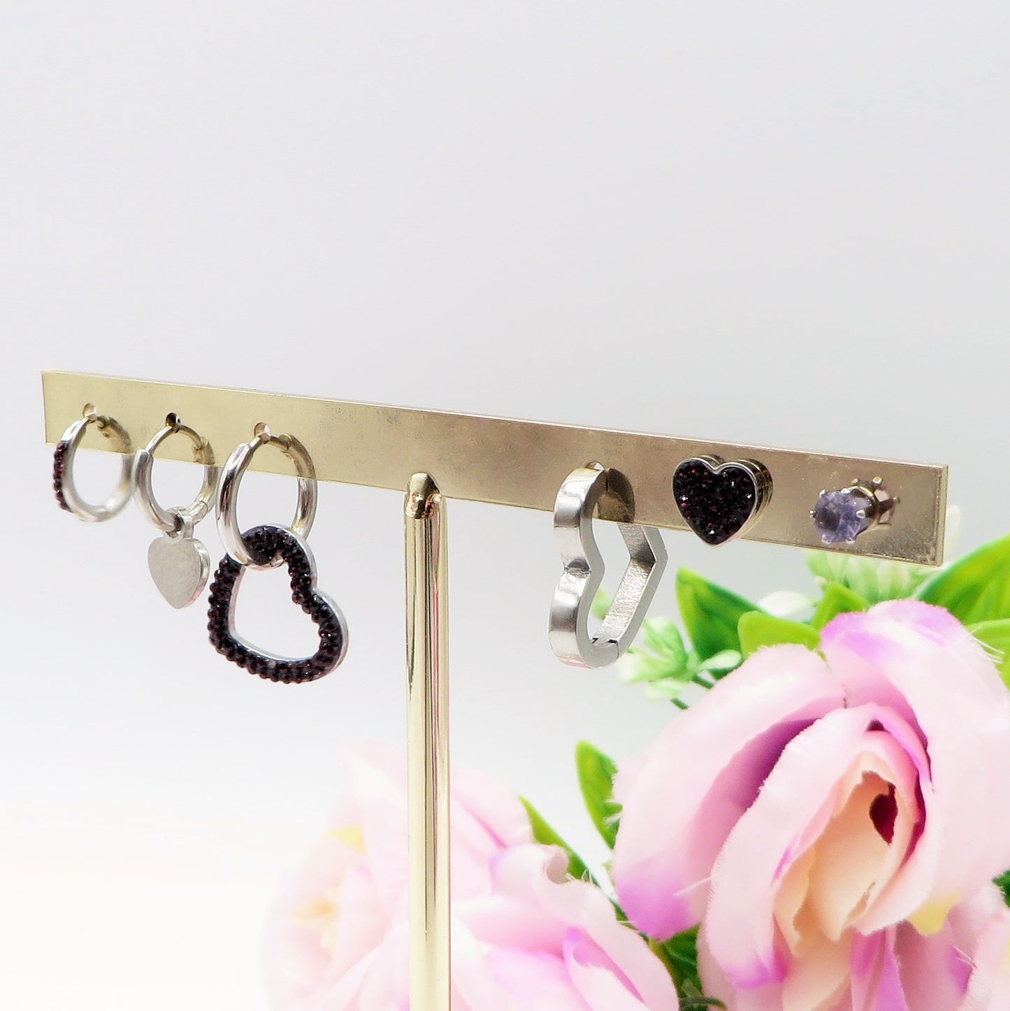ADELE Set 6 orecchini - ACCIAIO INOSSIDABILE - 6 Orecchini pendenti con cubic zirconia