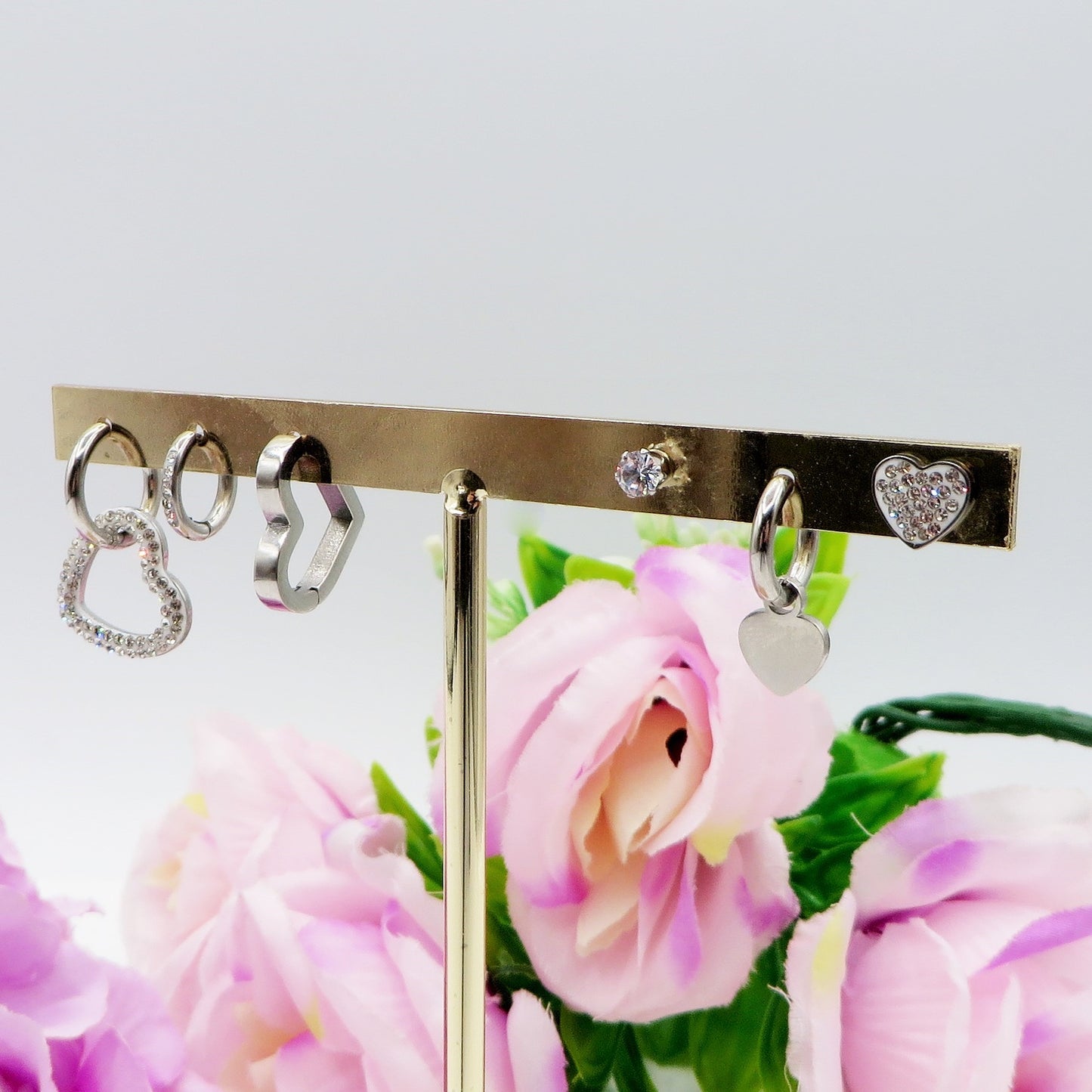 ADELE Set 6 orecchini - ACCIAIO INOSSIDABILE - 6 Orecchini pendenti con cubic zirconia