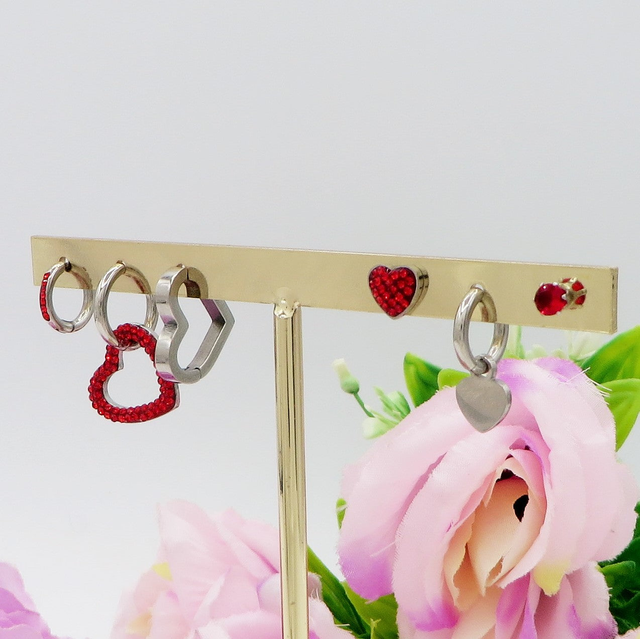 ADELE Set 6 orecchini - ACCIAIO INOSSIDABILE - 6 Orecchini pendenti con cubic zirconia