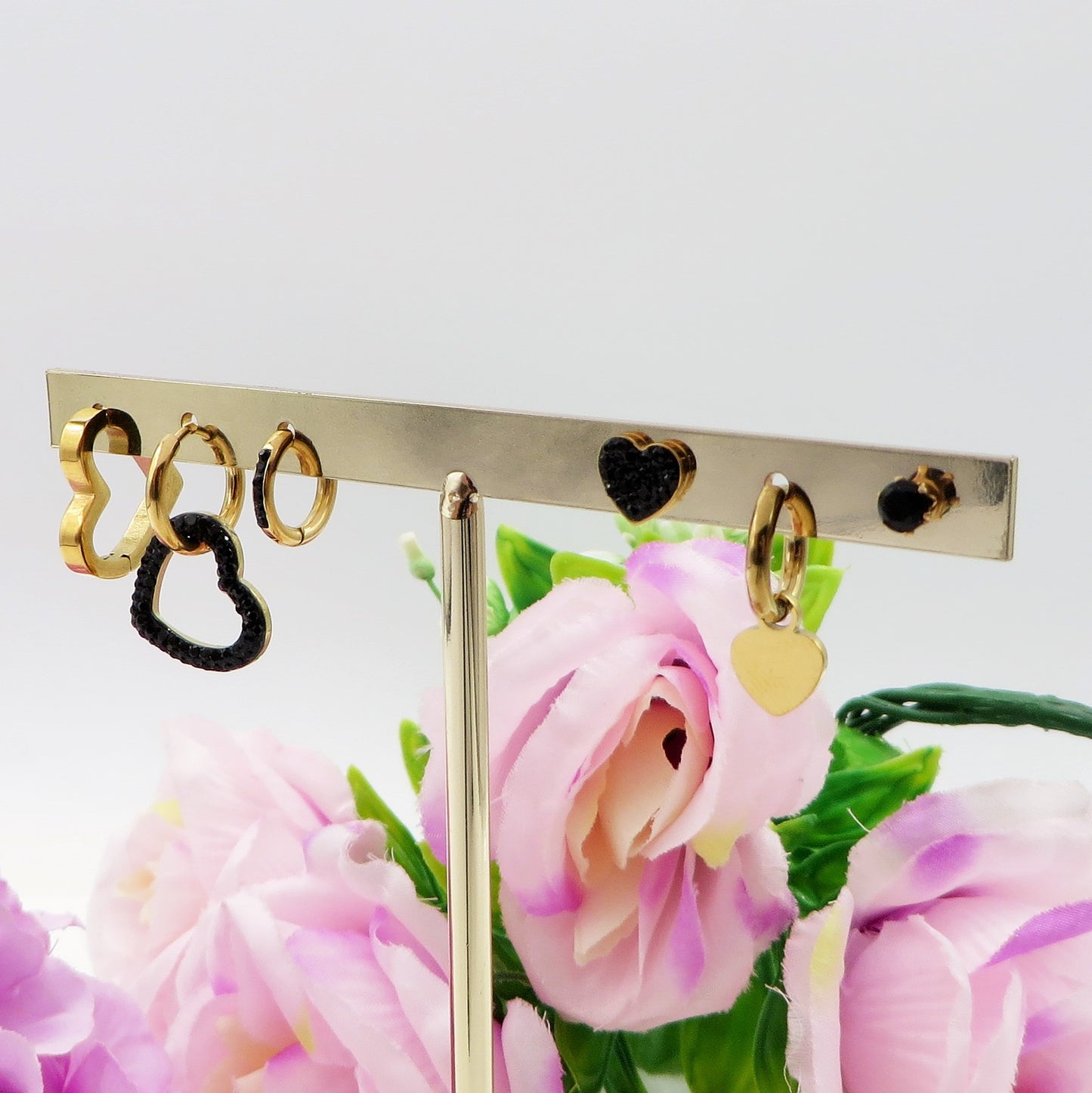 ADELE Set 6 orecchini - ACCIAIO INOSSIDABILE - 6 Orecchini pendenti con cubic zirconia