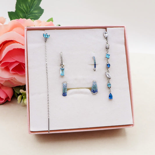 DEGRADE' COLOURS SET - ACCIAIO INOSSIDABILE - 6 Orecchini pendenti in cubic zirconia
