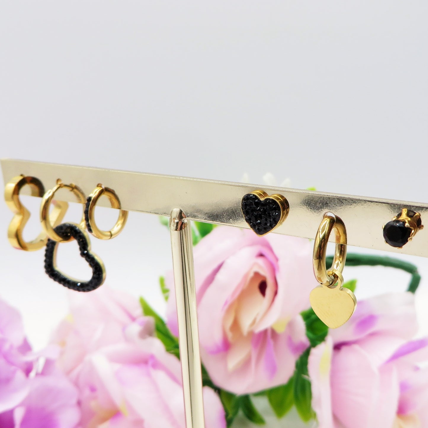 ADELE Set 6 orecchini - ACCIAIO INOSSIDABILE - 6 Orecchini pendenti con cubic zirconia