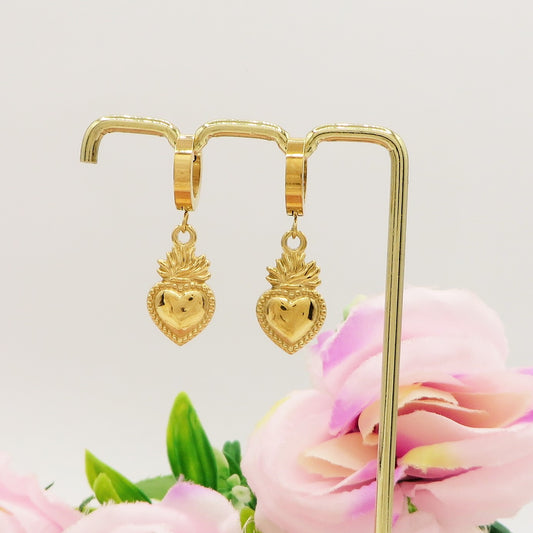 SACRED - Paio orecchini cuore sacro in acciaio inossidabile