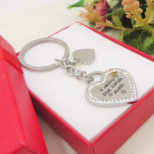 PORTACHIAVI " IL MEGLIO DEVE ANCORA VENIRE " - Portachiavi in acciaio inossidabile