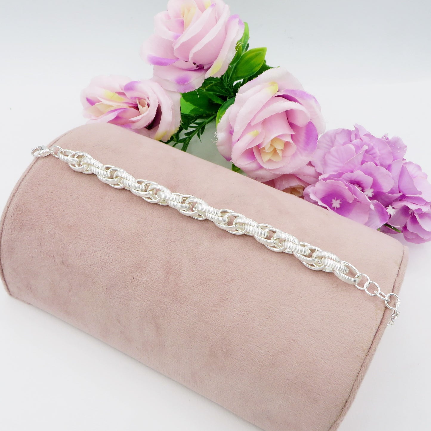 CHAIN Round bagnato ARGENTO ~ Bracciale in catena ACCIAIO INOSSIDABILE