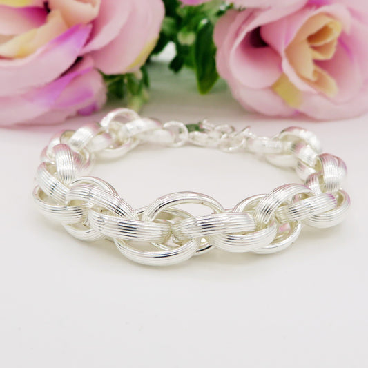 CHAIN Round bagnato ARGENTO ~ Bracciale in catena ACCIAIO INOSSIDABILE