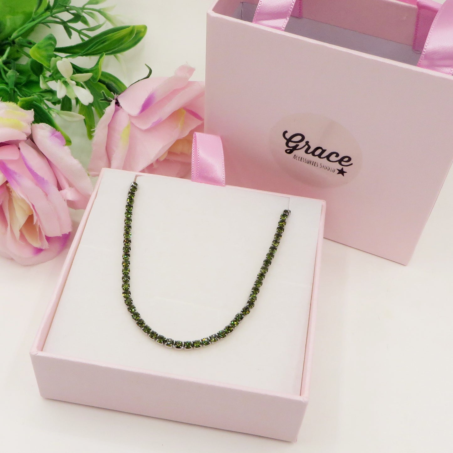 VEGAS ~ TENNIS CHOKER GIROCOLLO IN ACCIAIO INOSSIDABILE CON CUBIC ZIRCONIA