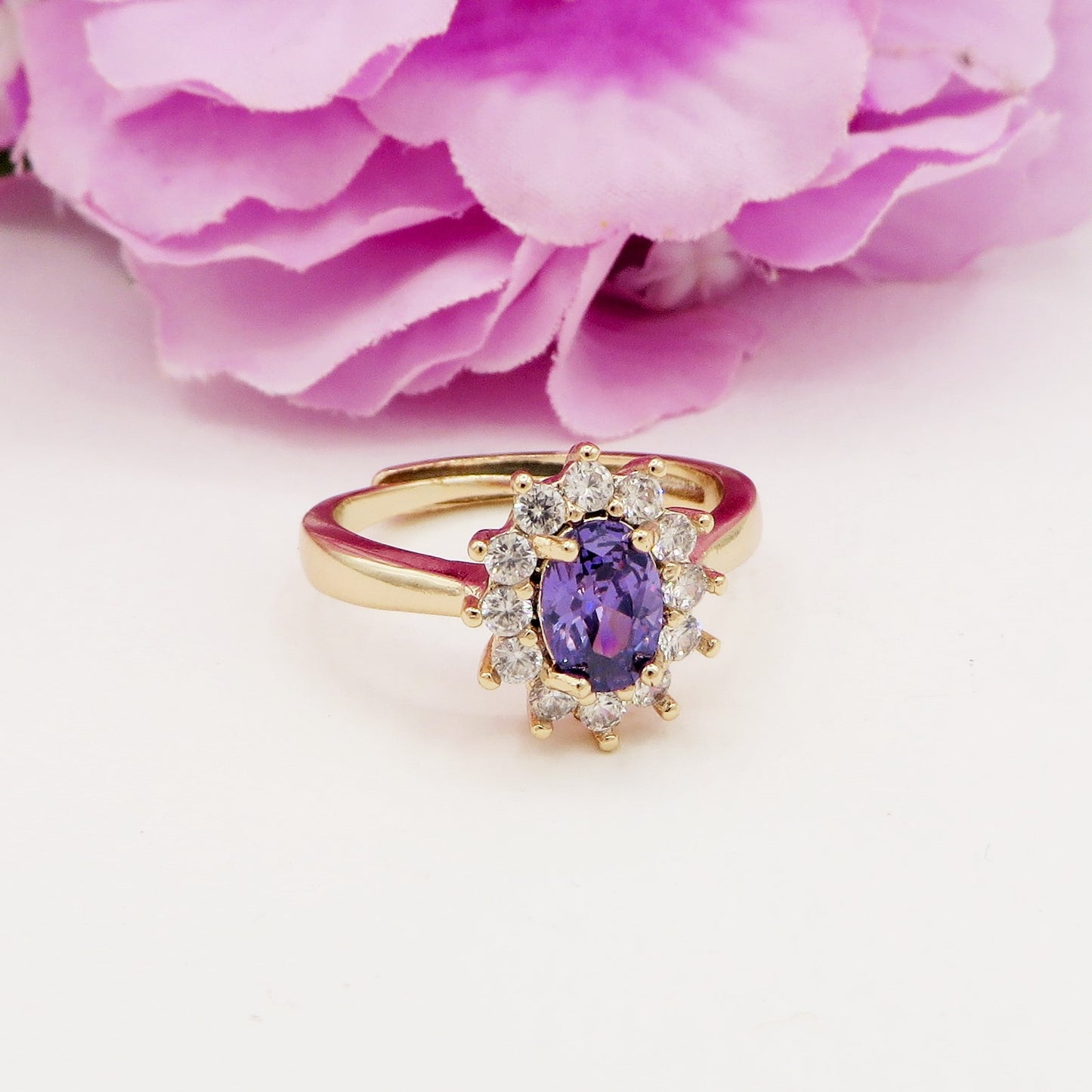 KATE ~ 8 COLORI - Anello regolabile con cubic zirconia a forma di OVALE