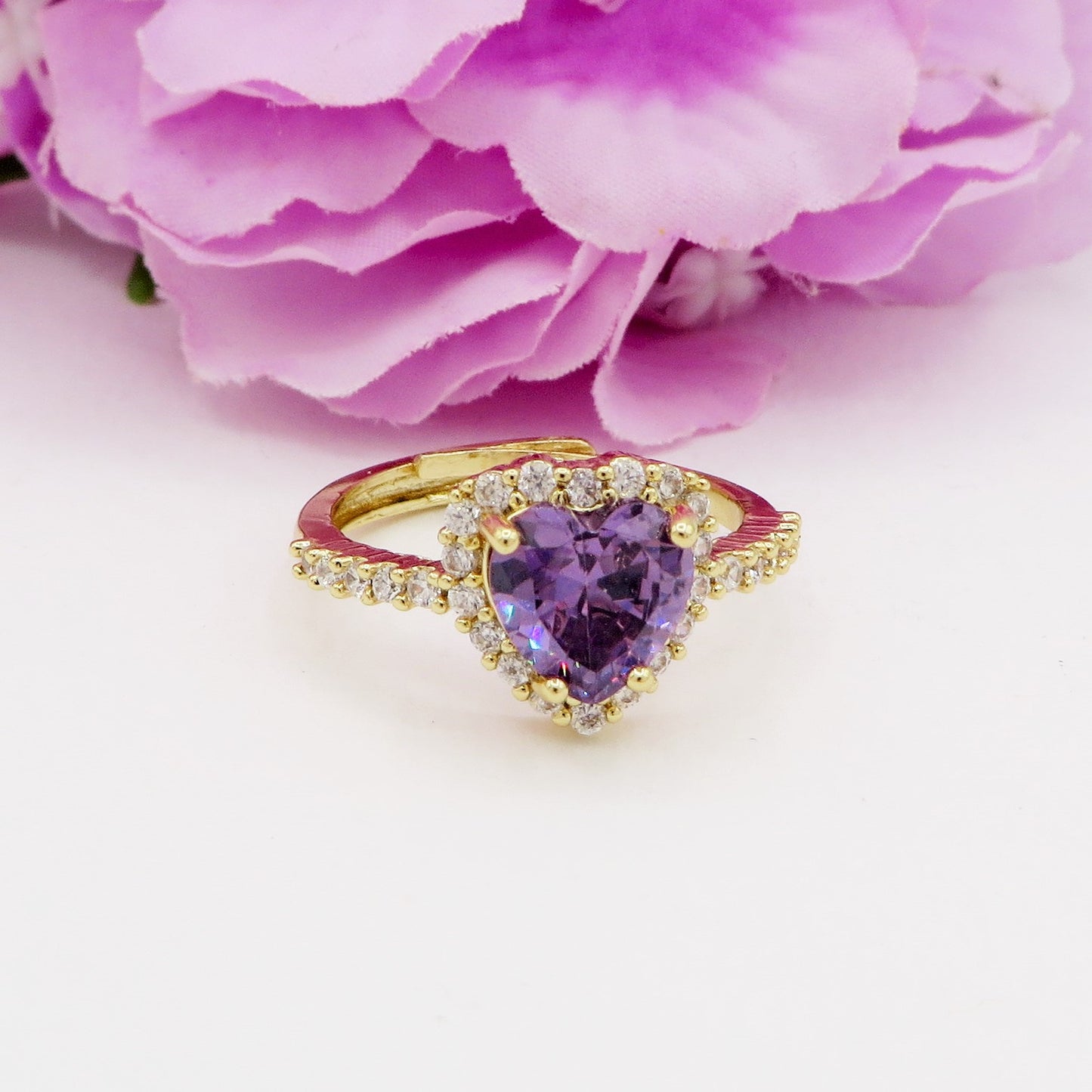 BLAIR ~ Anello a cuore con Cubic Zirconia- Regolabile