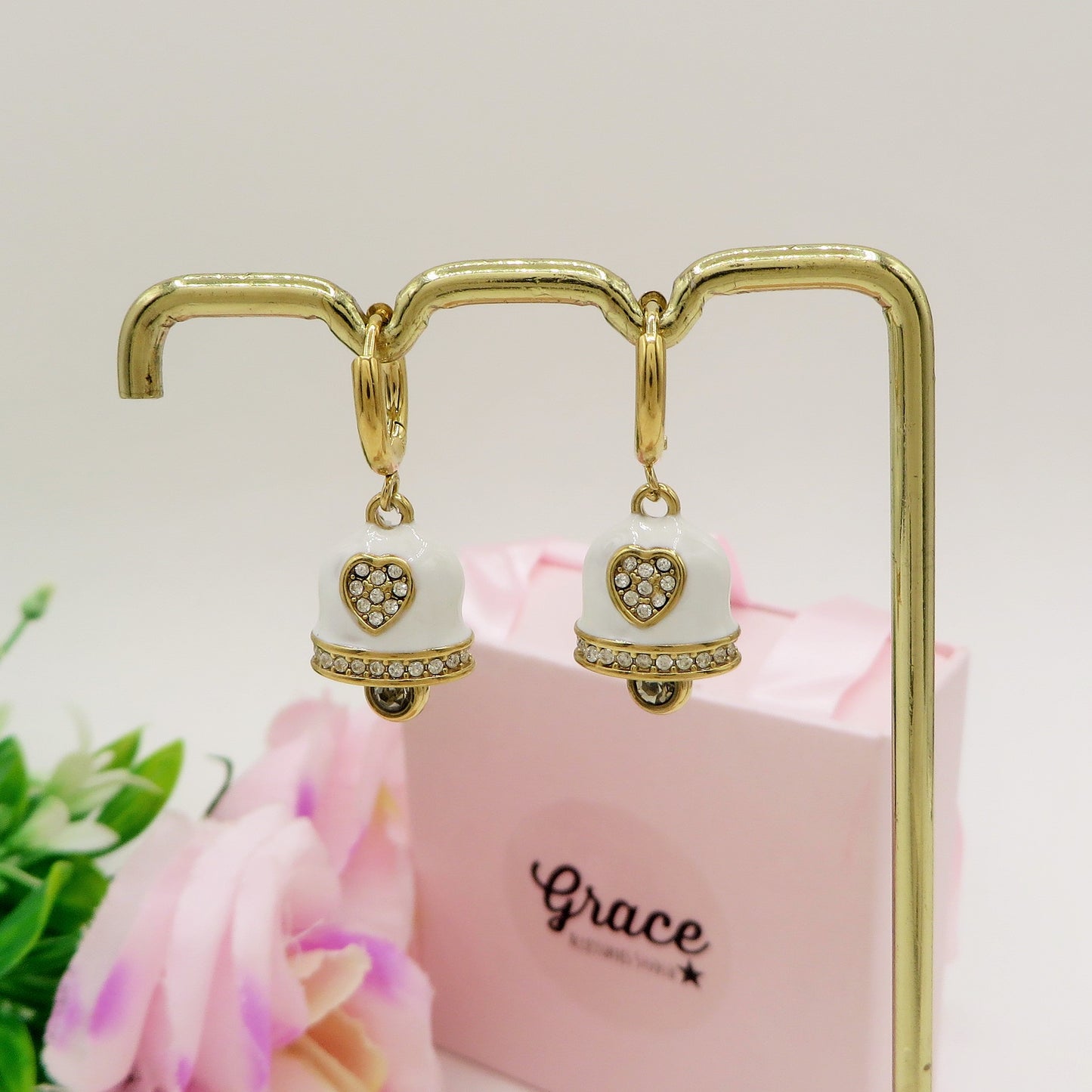 TINKERBELL RAINBOW ACCIAIO INOSSIDABILE ~ Orecchini mini cerchi a campanella con cubic zirconia in ACCIAIO INOSSIDABILE