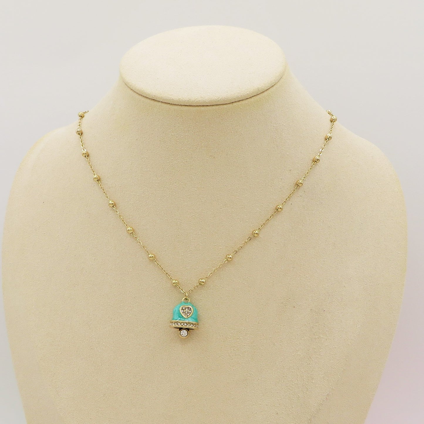 TINKERBELL RAINBOW - ACCIAIO INOSSIDABILE- Collana con pendente campanella smaltata + Catenina rosario