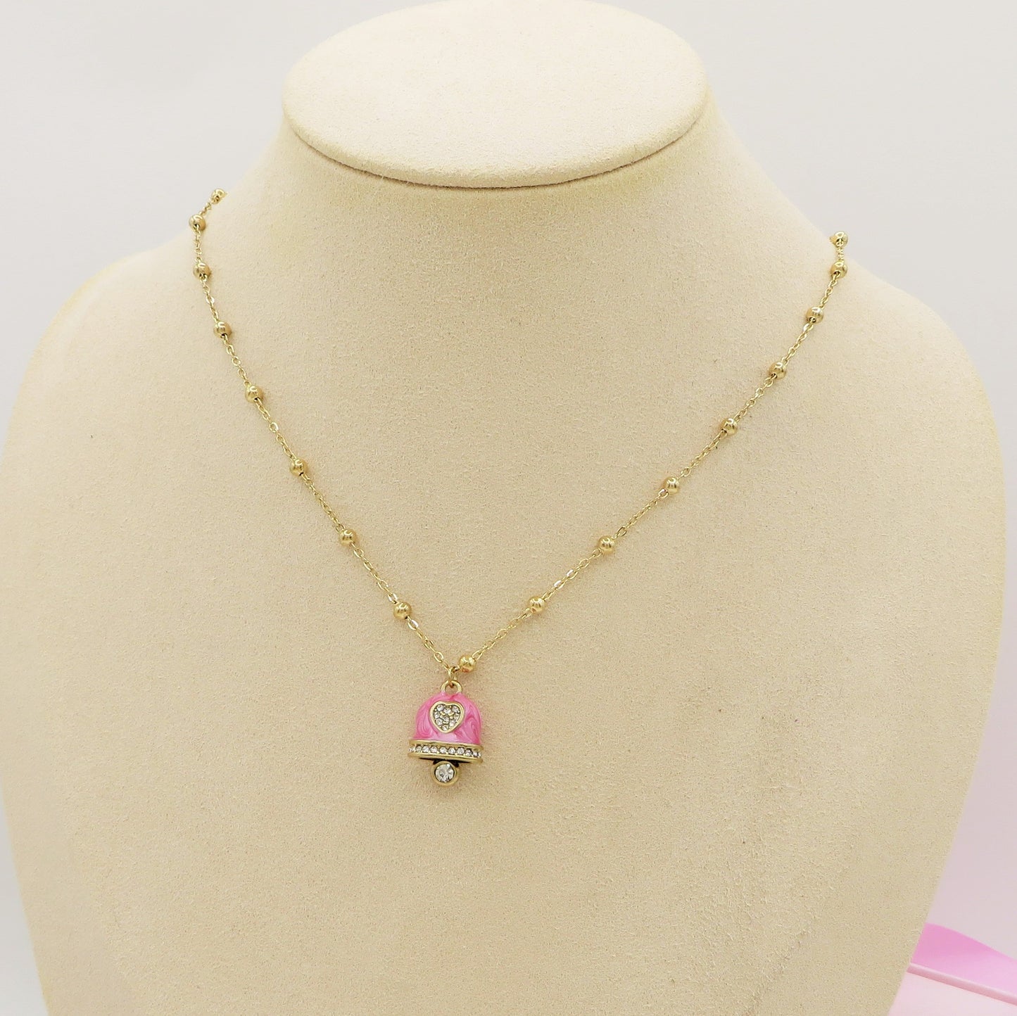 TINKERBELL RAINBOW - ACCIAIO INOSSIDABILE- Collana con pendente campanella smaltata + Catenina rosario