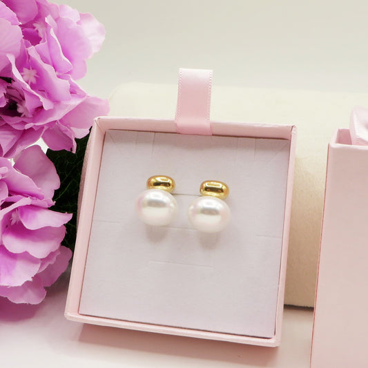 AMY bottone pearls - ACCIAIO INOSSIDABILE ~ Orecchini bottone perla + acciaio