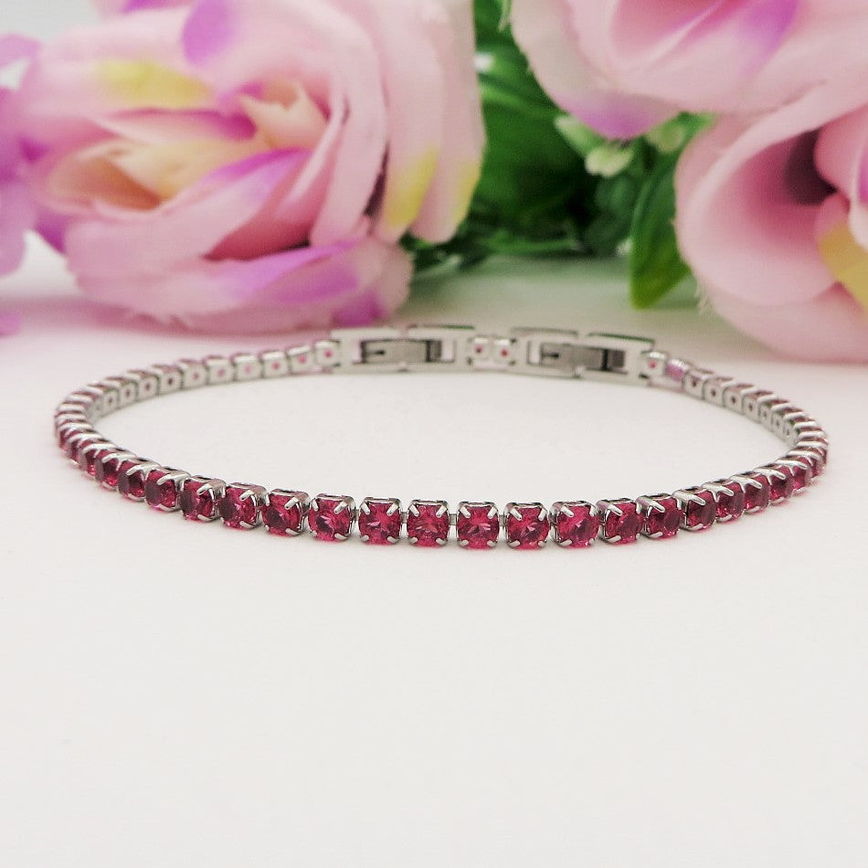 ALICIA ~ Bracciale tennis in ACCIAIO INOSSIDABILE con Cubic Zirconia
