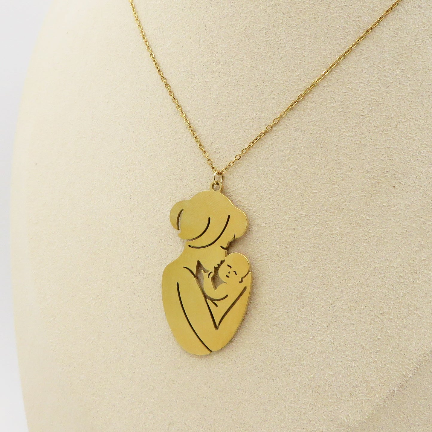 BABY BORN ~ ACCIAIO inossidabile - Collana ciondolo mamma e neonato