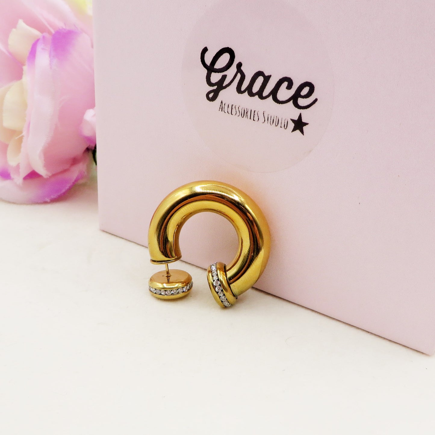OLIVIA Chunky EARCUFF & Hoop 2 in 1 ~ ACCIAIO Inossidabile orecchino con e Senza buco