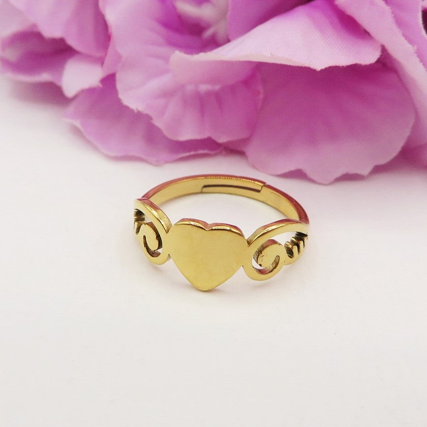 HEAVEN ~ Anello regolabile Cuore Alato in ACCIAIO INOSSIDABILE