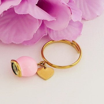 TINKERBELL COLOURS ~ ACCIAIO INOSSIDABILE ~ Anello con campanella Smaltata