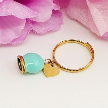 TINKERBELL COLOURS ~ ACCIAIO INOSSIDABILE ~ Anello con campanella Smaltata