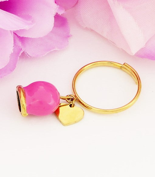 TINKERBELL COLOURS ~ ACCIAIO INOSSIDABILE ~ Anello con campanella Smaltata