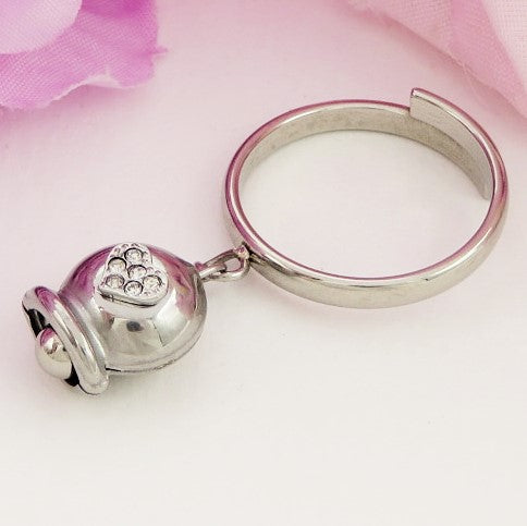 TINKERBELL COLOURS ~ ACCIAIO INOSSIDABILE ~ Anello con campanella Smaltata