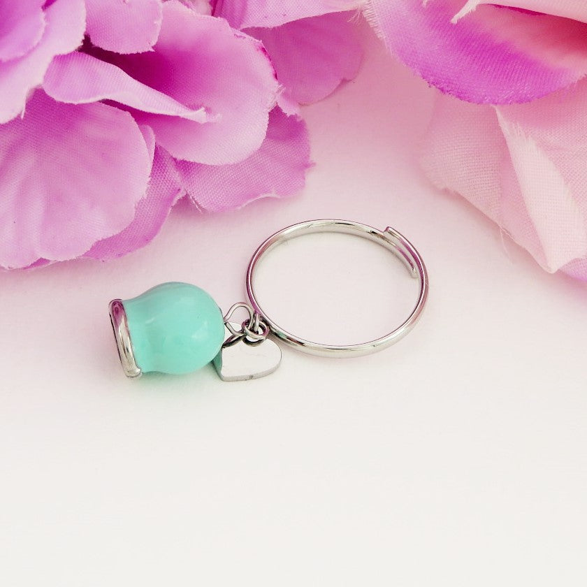 TINKERBELL COLOURS ~ ACCIAIO INOSSIDABILE ~ Anello con campanella Smaltata