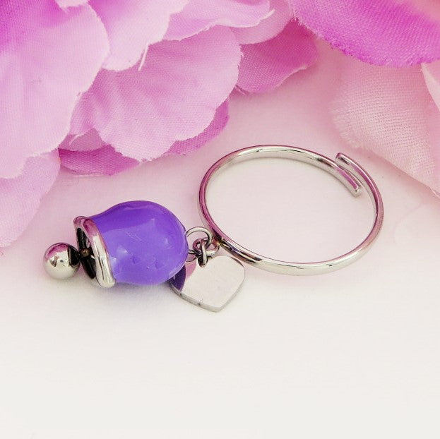 TINKERBELL COLOURS ~ ACCIAIO INOSSIDABILE ~ Anello con campanella Smaltata