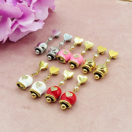 TINKERBELL COLOURS - Orecchini pendenti a campanella in ACCIAIO INOSSIDABILE con Cubic Zirconia