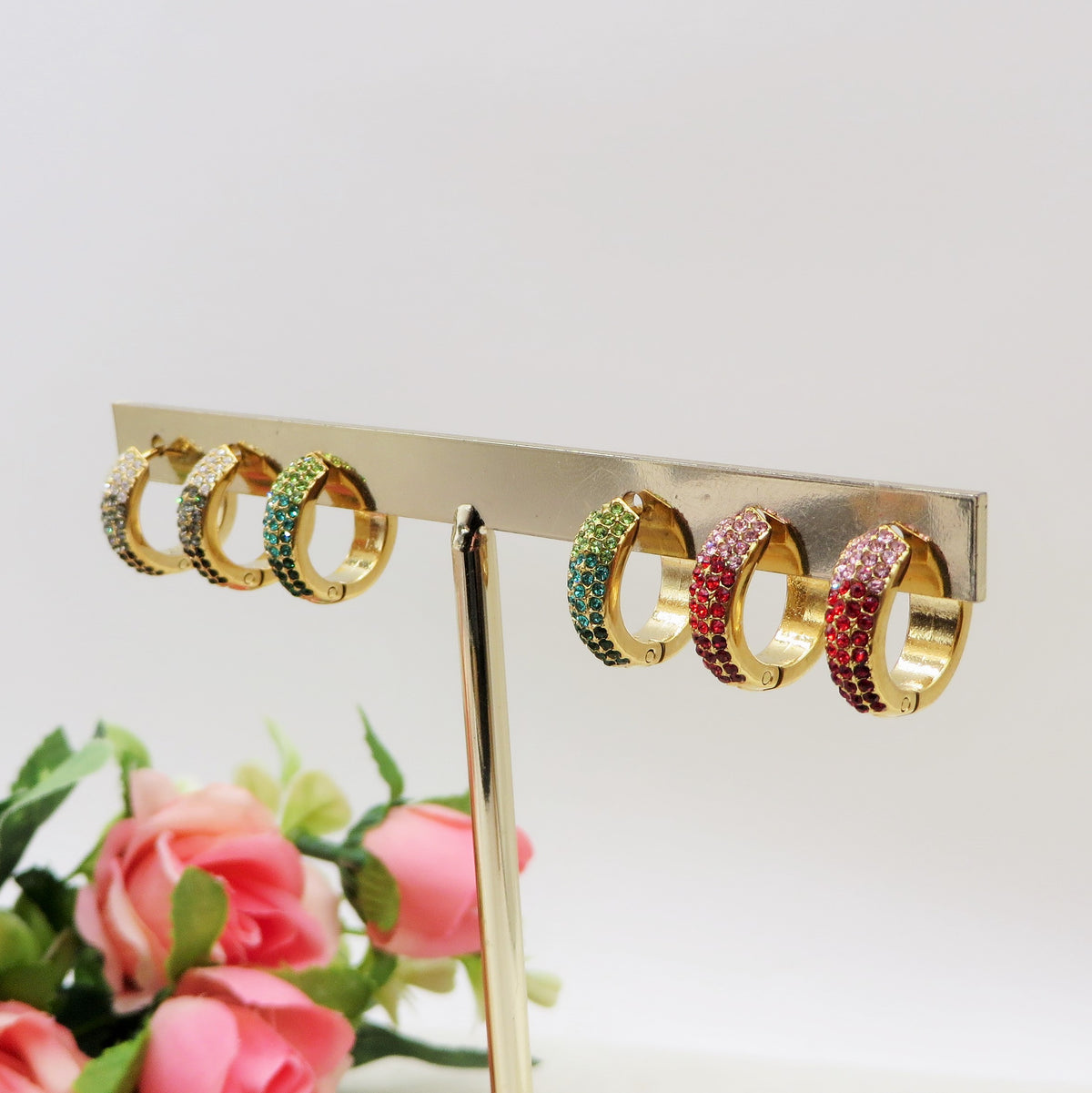 DEGRADE' COLOURS HOOPS - ACCIAIO INOSSIDABILE - OrecchinI a cerchio in cubic zirconia