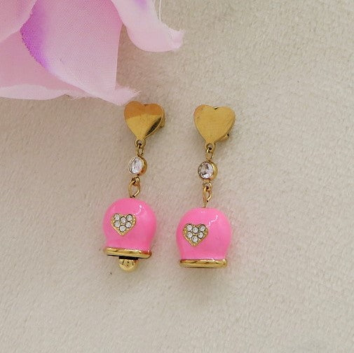 TINKERBELL COLOURS - Orecchini pendenti a campanella in ACCIAIO INOSSIDABILE con Cubic Zirconia
