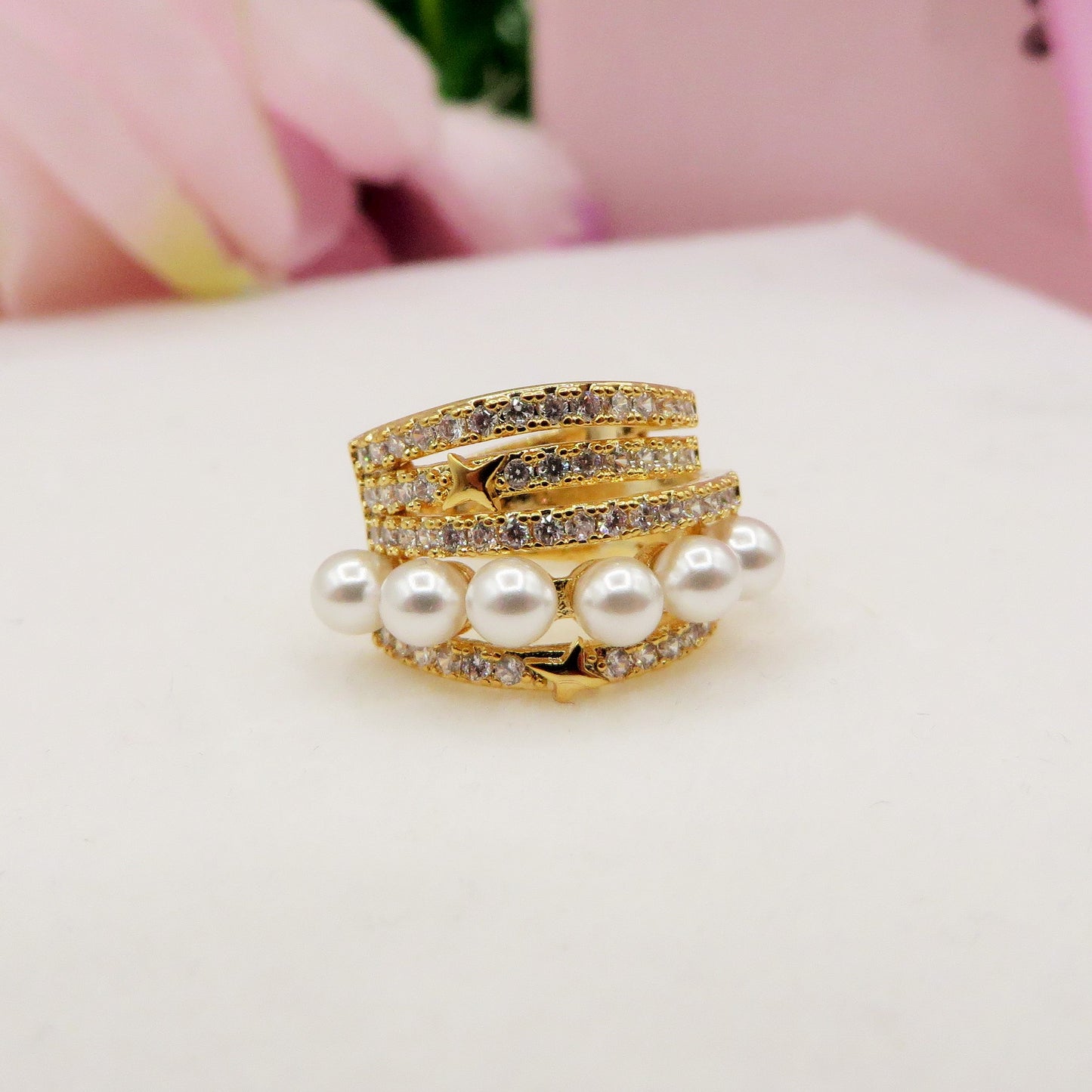 PEARLS & CRYSTALS - EARCUFF 5 FILI in cubic zirconia