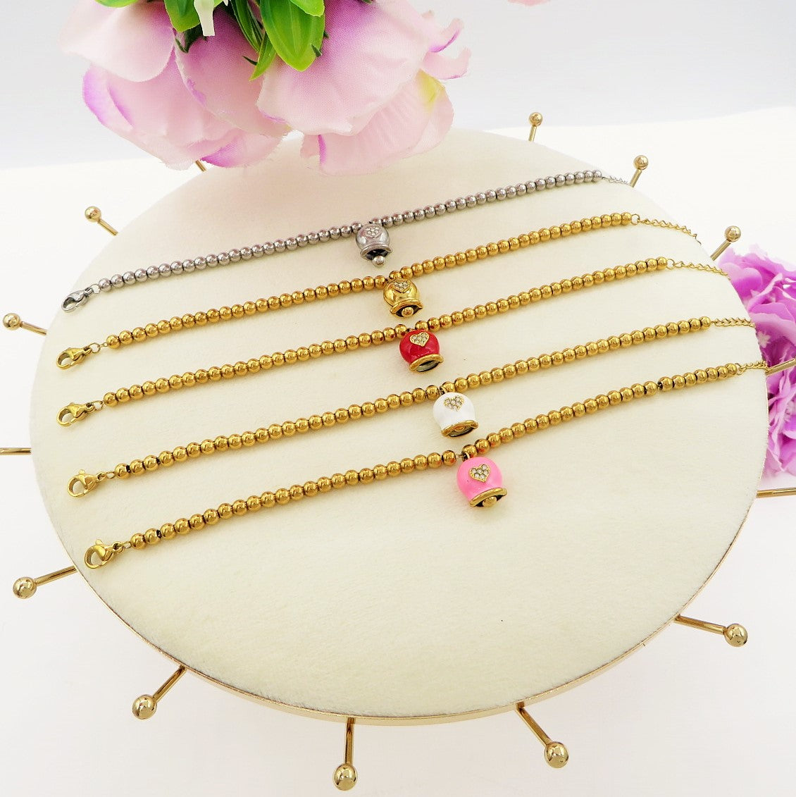 TINKERBELL COLOURS ~ Bracciale ACCIAIO INOSSIDABILE con campanella zirconata