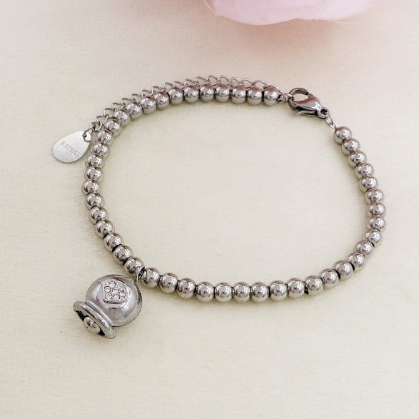 TINKERBELL COLOURS ~ Bracciale ACCIAIO INOSSIDABILE con campanella zirconata