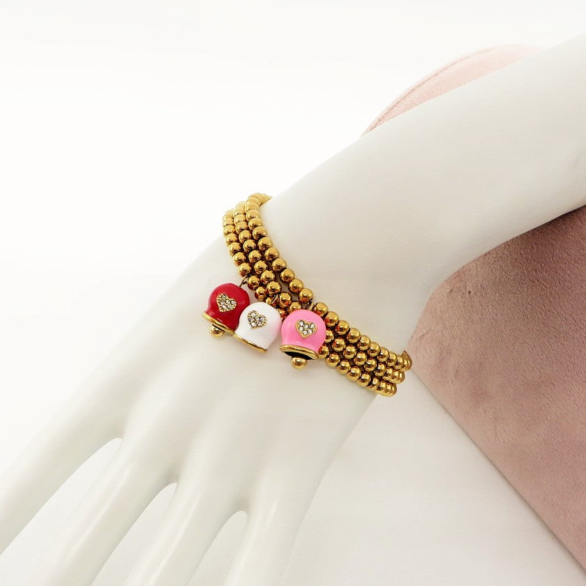 TINKERBELL COLOURS ~ Bracciale ACCIAIO INOSSIDABILE con campanella zirconata