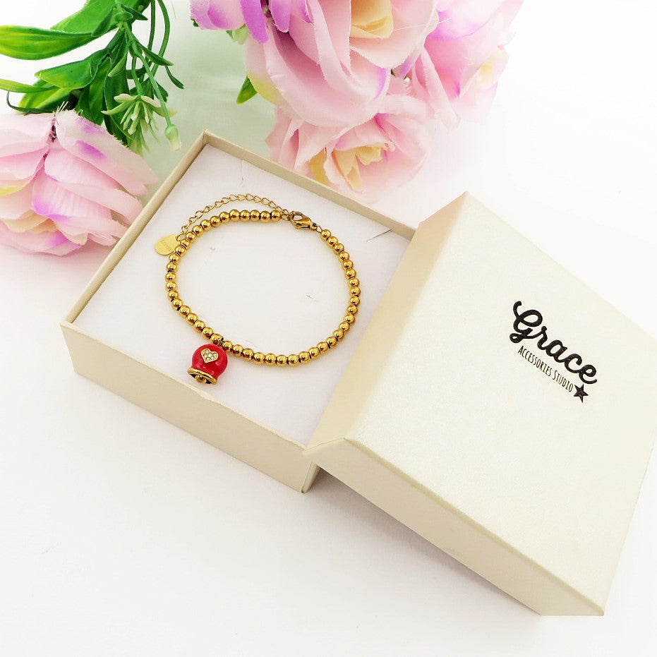 TINKERBELL COLOURS ~ Bracciale ACCIAIO INOSSIDABILE con campanella zirconata