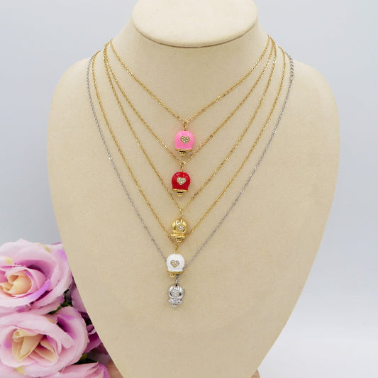 TINKERBELL COLOURS - ACCIAIO INOSSIDABILE- Collana con pendente campanella smaltata