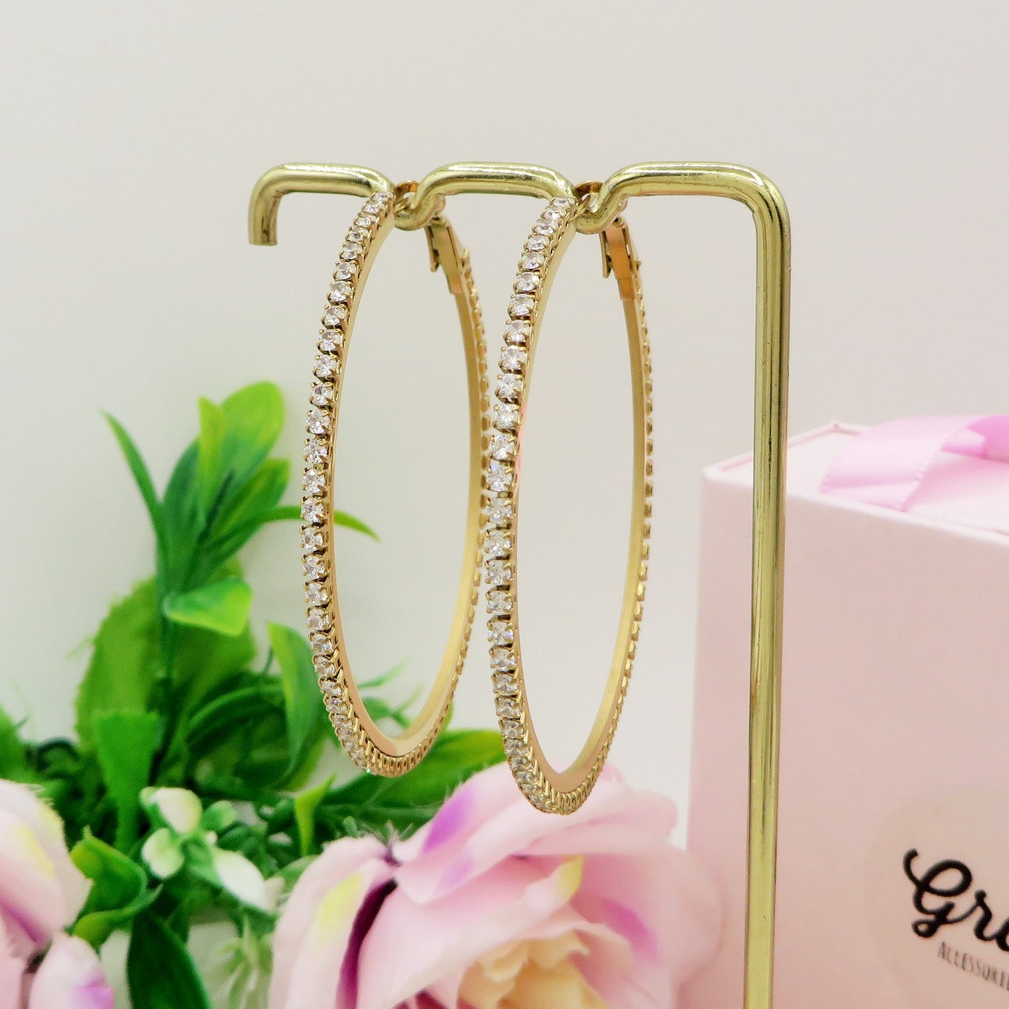 KHLOE big hoops ~ ACCIAIO INOSSIDABILE - Orecchini a cerchio con cubic zirconia