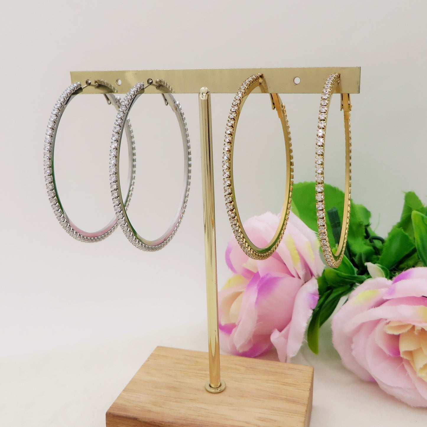 KHLOE big hoops ~ ACCIAIO INOSSIDABILE - Orecchini a cerchio con cubic zirconia