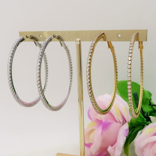 KHLOE big hoops ~ ACCIAIO INOSSIDABILE - Orecchini a cerchio con cubic zirconia